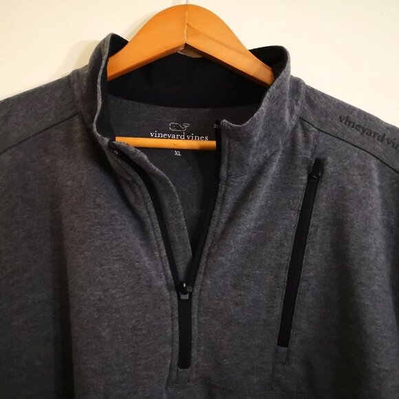 Vineyard Vines Men's Quarter Zip Sweatshirt Gray Size XL - Picture 2 of 4